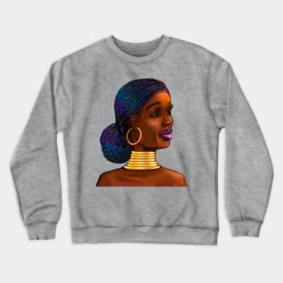 Black is beautiful Afro queen III - Mahagony brown skin girl with braided,  black African woman Crewneck Sweatshirt